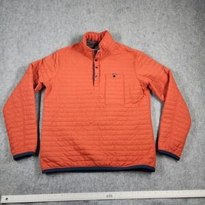 Relwen Quilted Snap Pullover Mens Large Orange Windzip Popover